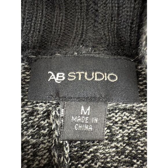 AB Studio Size M OpenFront Casual Sweater Gray Black Long Sleeve Outdoor - Picture 5 of 8